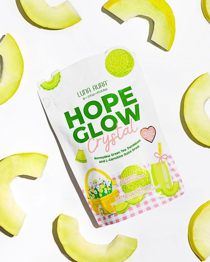 Luna Aura Hope Glow Crystal - "Honey Dew" Green Tea, Dandelion & L-Carnitine Juice Drink
