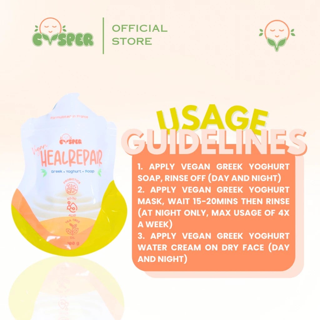 CVSPER Vegan HEALREPAIR Greek Yoghurt Soap 100g - Suitable for All Skin Types Anti Acne