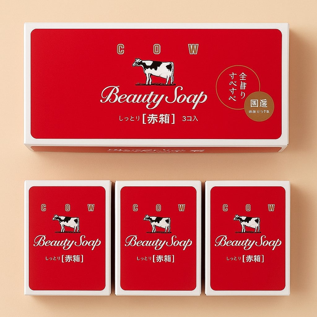 Japan Cow Brand red soap 3's