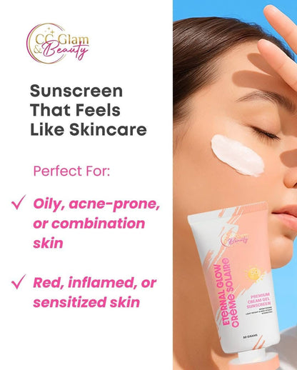 CC Glam & Beauty Eternal Glow Creme Solaire Premium Cream Gel Sunscreen 50g