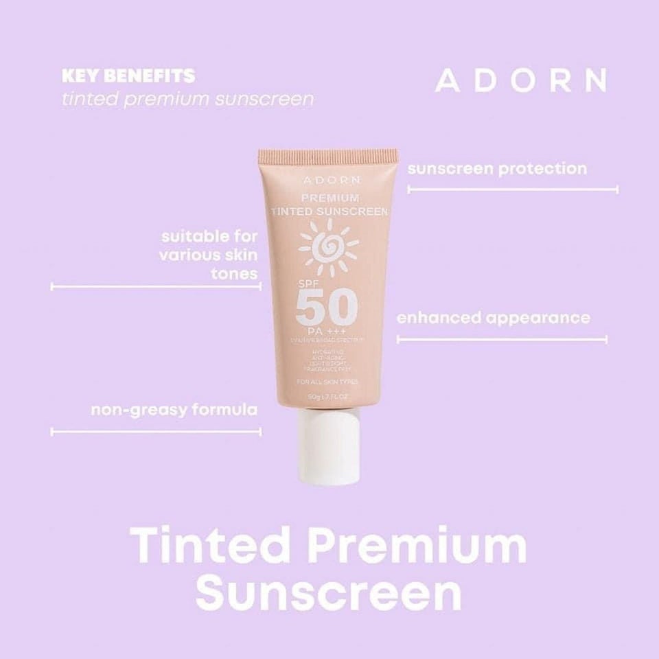 Adorn Premium Tinted Sunscreen SPF 50 PA+++ 50g