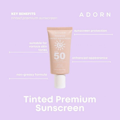 Adorn Premium Tinted Sunscreen SPF 50 PA+++ 50g