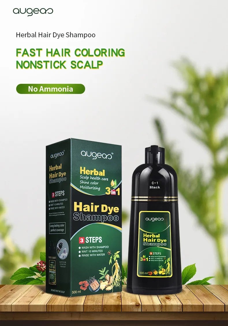 Augeas 500ml Black Hair Dye Shampoo