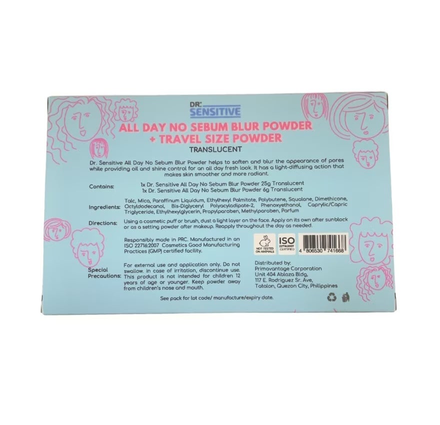 DR SENSITIVE All Day No Sebum Blur Powder Translucent Travel Gift Set
