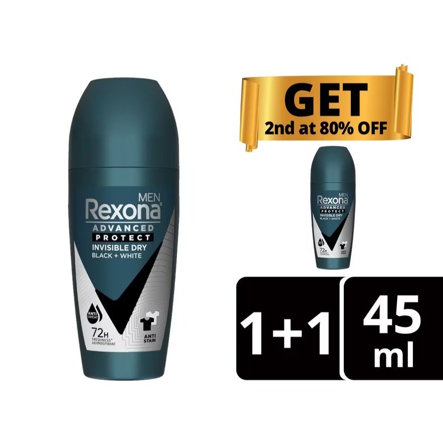 REXONA Men Advanced Protect Invisible Dry Black + White Roll On 45ml