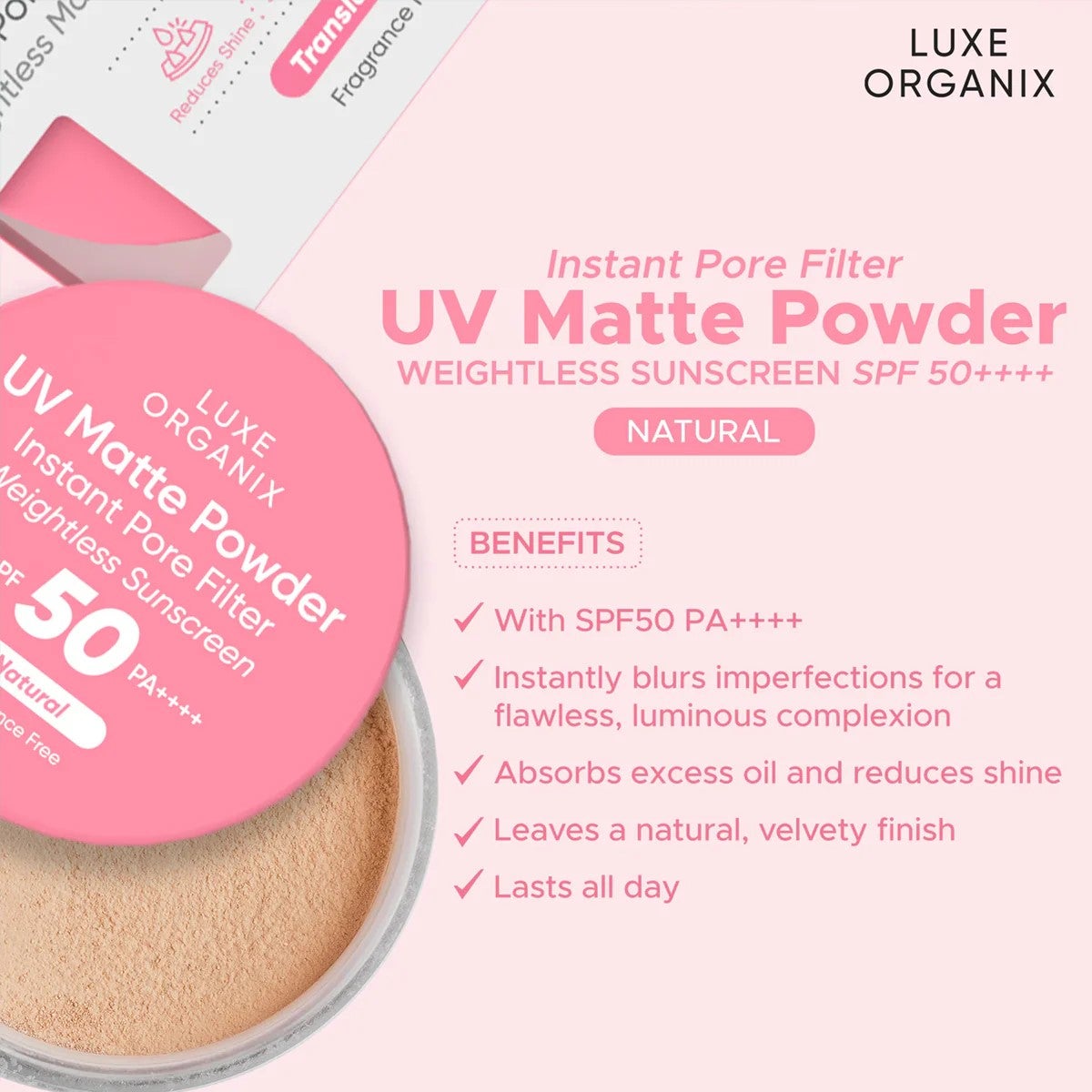 Luxe Organix UV Matte Powder