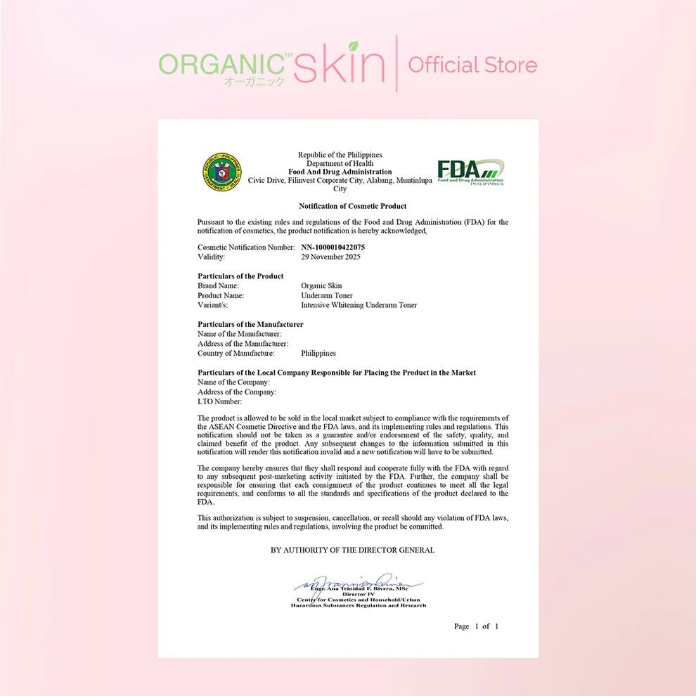 Organic Skin Japan Intensive Whitening Underarm Toner