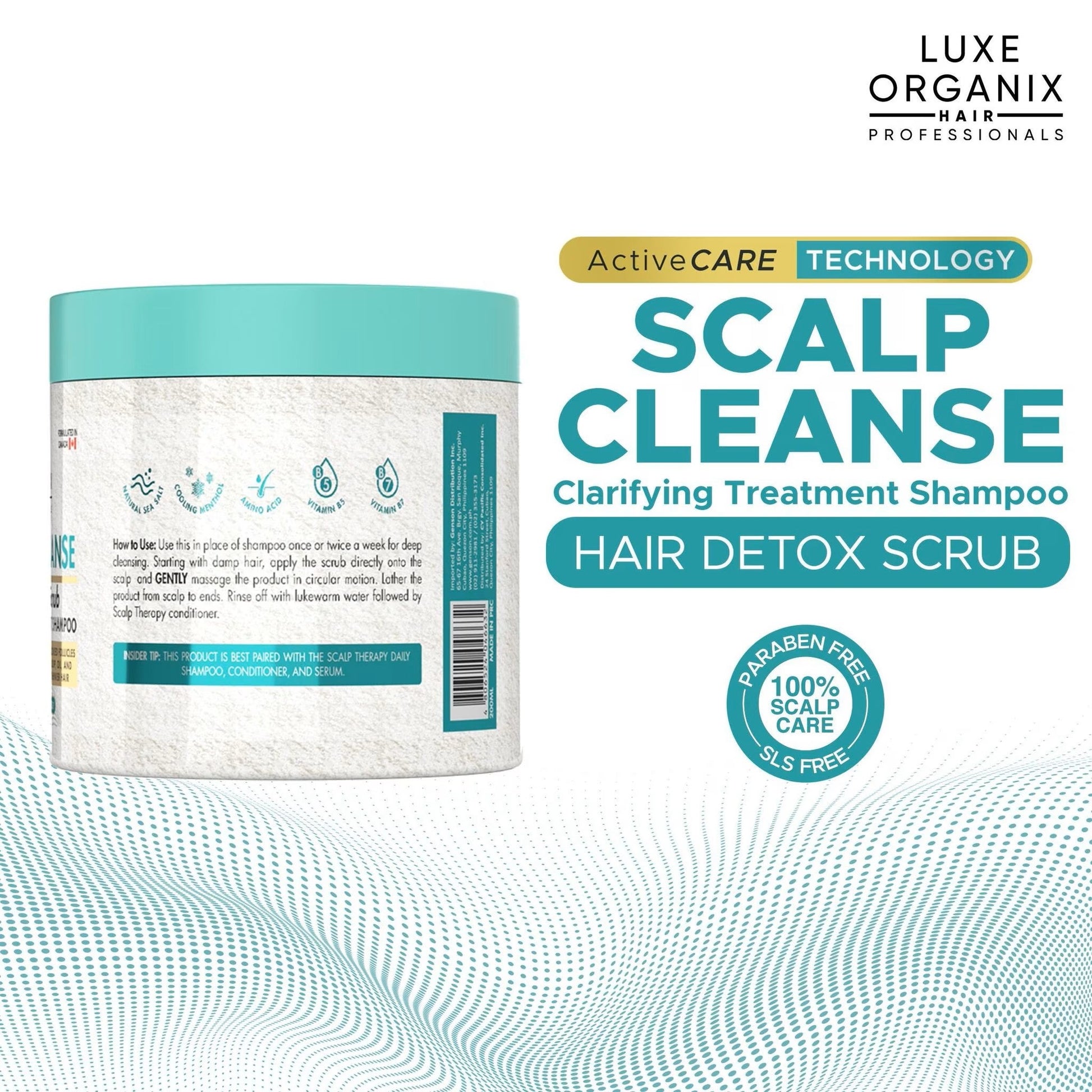Luxe Organix Scalp Cleanse Hair Detox Scrub Clarifying Treatment Shampoo 220g