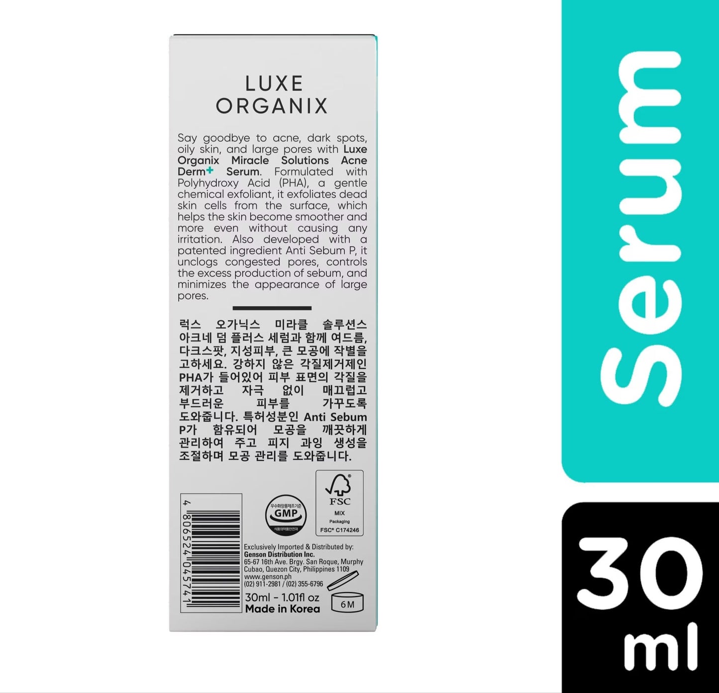 Luxe Organix Miracle Solutions AHA BHA Serum 30ml