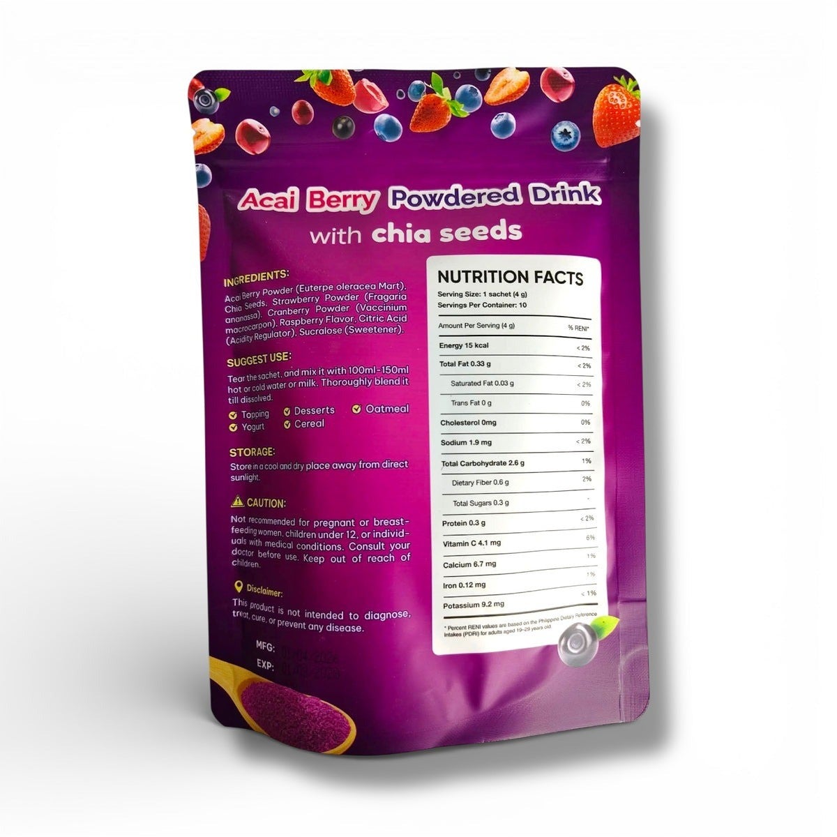 Fitgum Acai Berry Powdered Drink with Chia Seeds