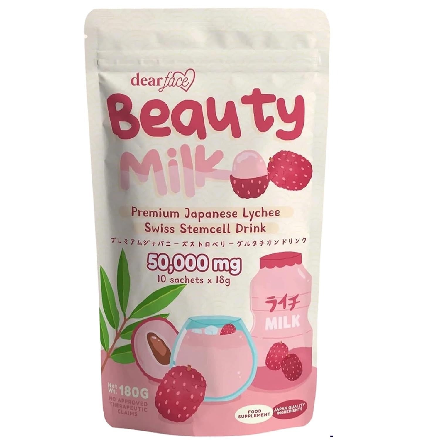 DEAR FACE Beauty Milk - Premium Japanese Lychee Swiss Stemcell Drink 180g