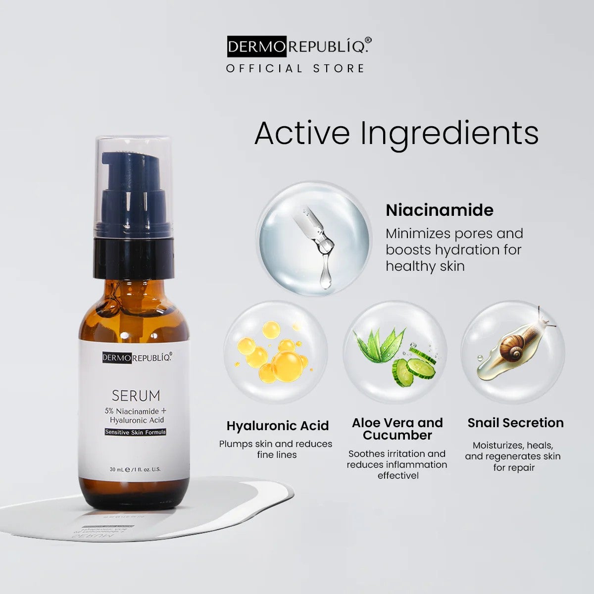 Dermorepubliq 5% Niacinamide + Hyaluronic Acid Sensitive Skin Formula Serum