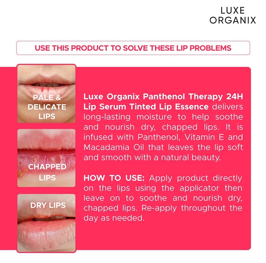 Luxe Organix Panthenol Therapy 24H Lip Serum Tinted Lip Essence 10G