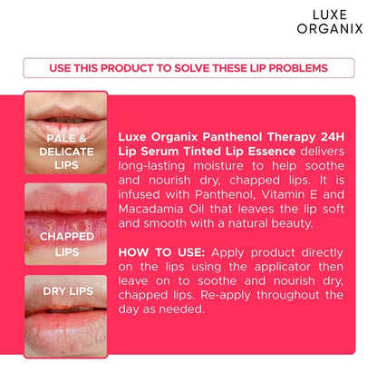 Luxe Organix Panthenol Therapy 24H Lip Serum Tinted Lip Essence 10G