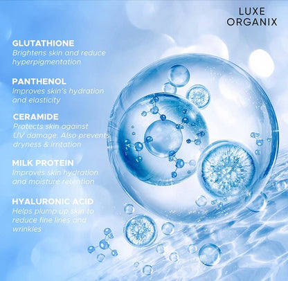 Luxe Organix Milk Gluta + Ceramide Gentle Bright Whitening Serum Perfume Infused Body Wash 1000g