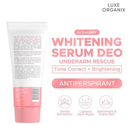 Luxe Organix Active Dry Whitening Serum Deodorant Underarm Rescue 50g