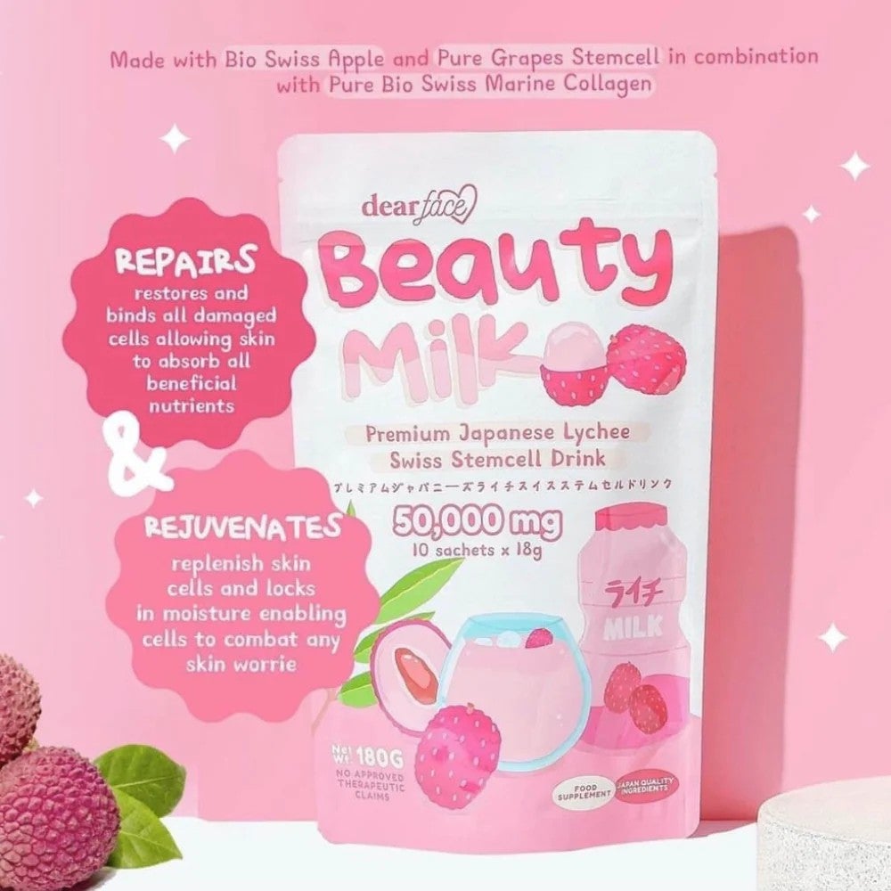 DEAR FACE Beauty Milk - Premium Japanese Lychee Swiss Stemcell Drink 180g
