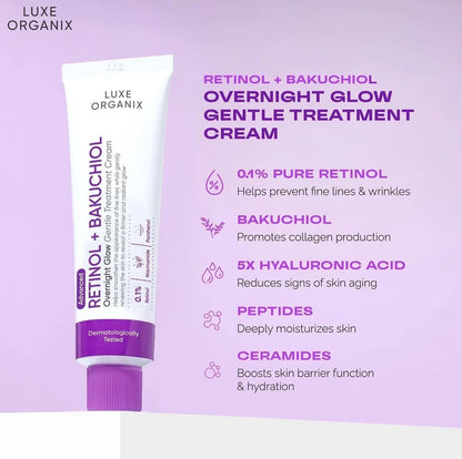 Luxe Organix Retinol Bakuchoil Overnight Glow Treatment Cream