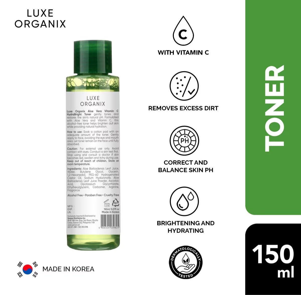 Luxe Organix 98% Aloe Vera Vitamin C Hydrabright Toner 150ml