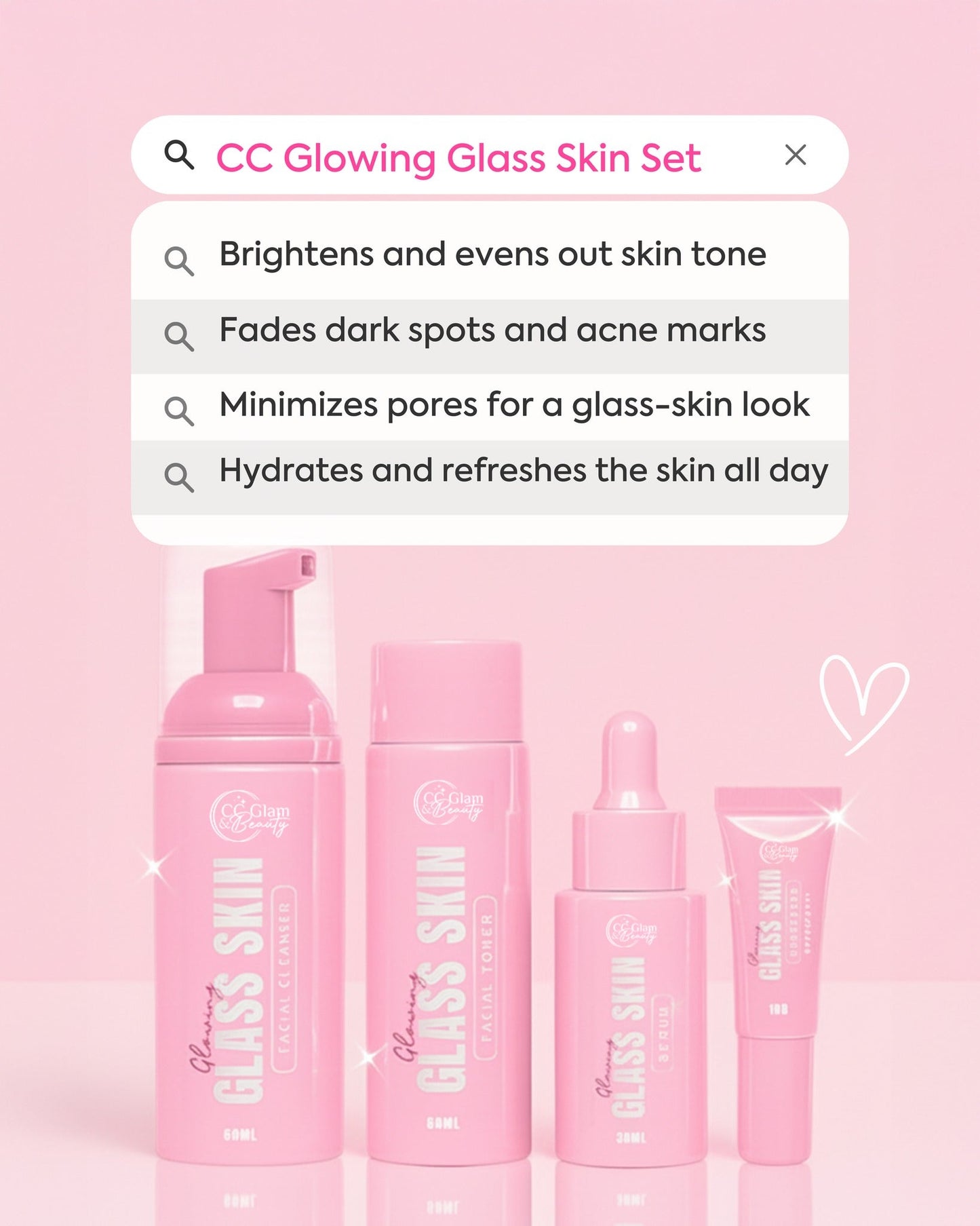 CC Glam & Beauty Glowing Glass Skin Set