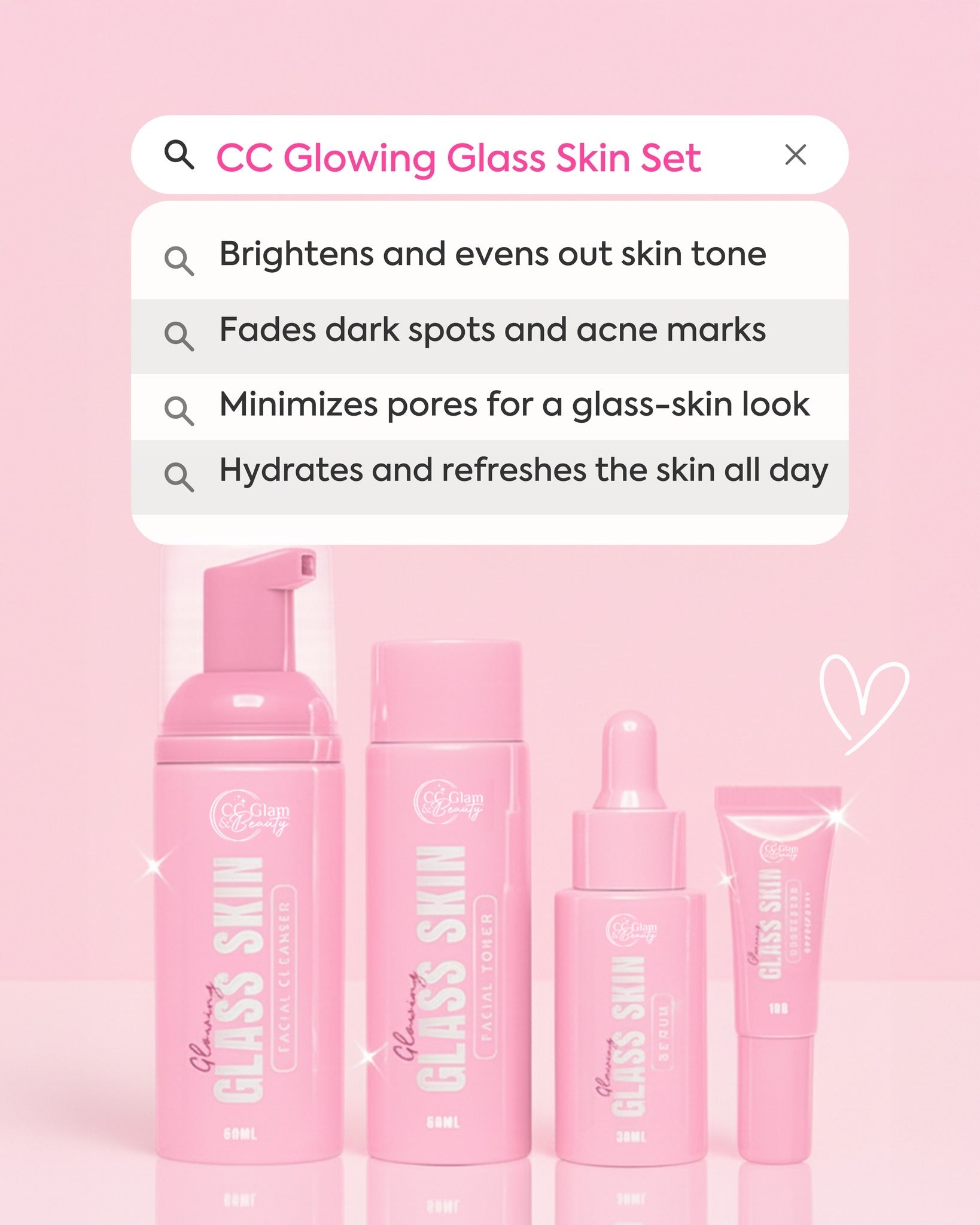 CC Glam & Beauty Glowing Glass Skin Set