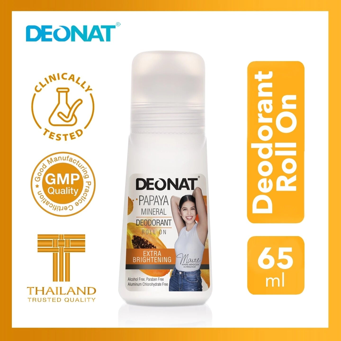 Deonat Roll Papaya Mineral Deodorant Roll On 65ml