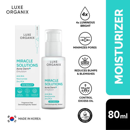 Luxe Organix Miracle Solutions AHA/BHA Acne Derm+ Emulsion 80ml