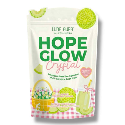 Luna Aura Hope Glow Crystal - "Honey Dew" Green Tea, Dandelion & L-Carnitine Juice Drink