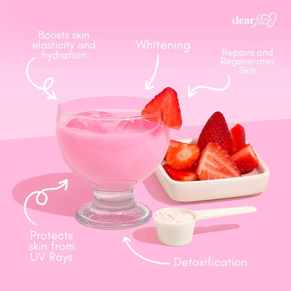 Dear Face Beauty Milk Premium Japanese Strawberry Drink (10 x 18g Sachets)