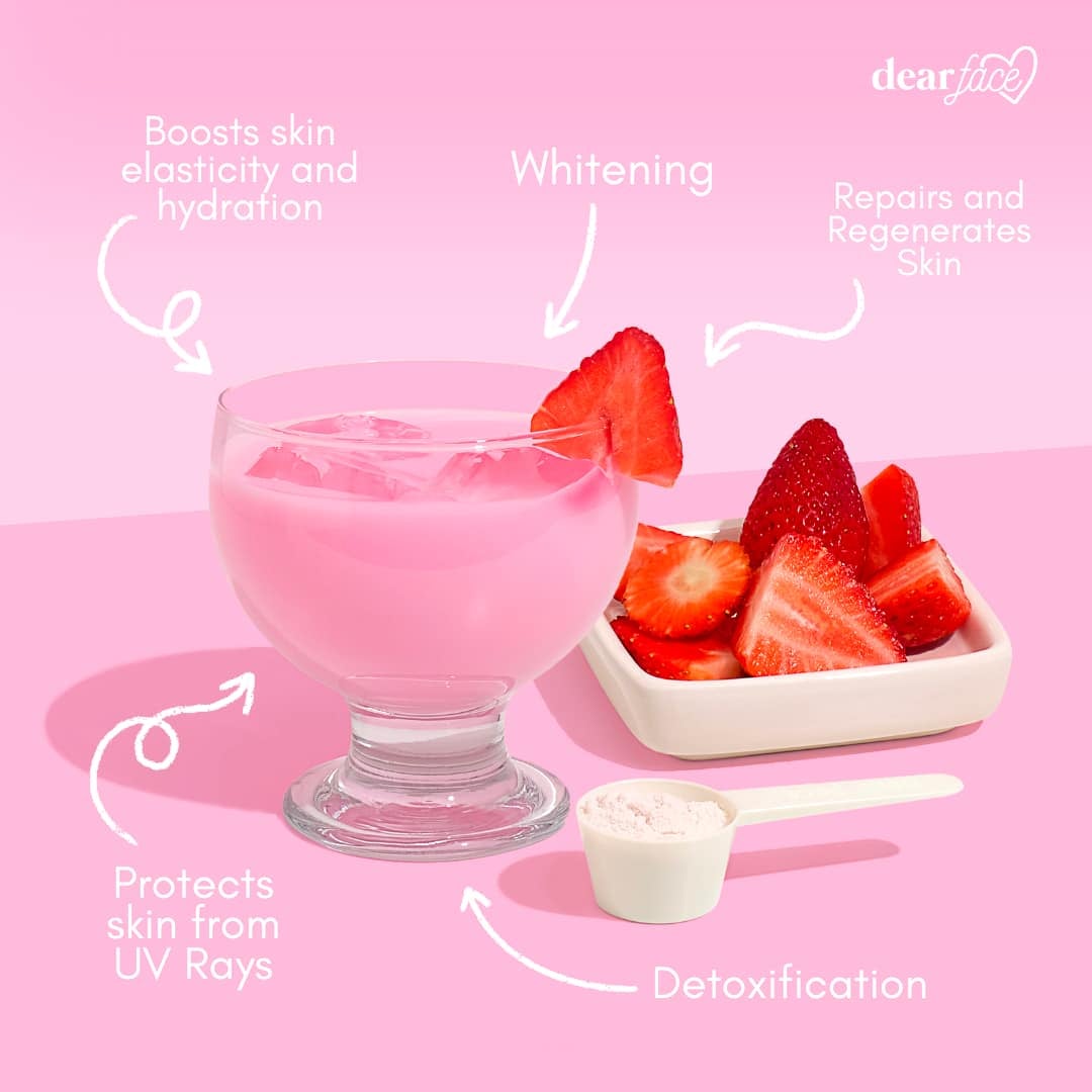 DEAR FACE Beauty Milk - Premium Japanese Strawberry Glutathione Drink (Half Kilo)