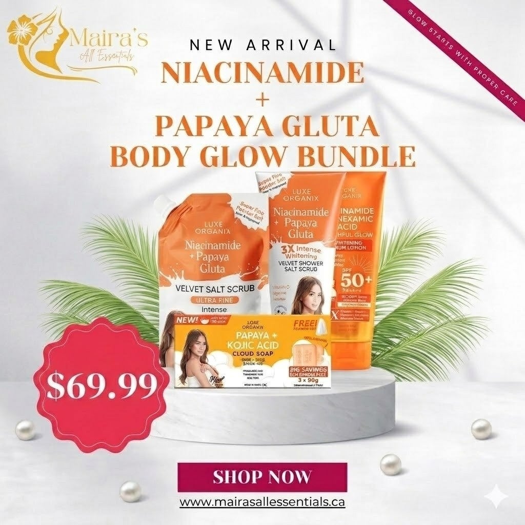 Luxxe Organix Niacinamide + Papaya Gluta Body Glow Bundle – Whitening & Smooth Skin Set