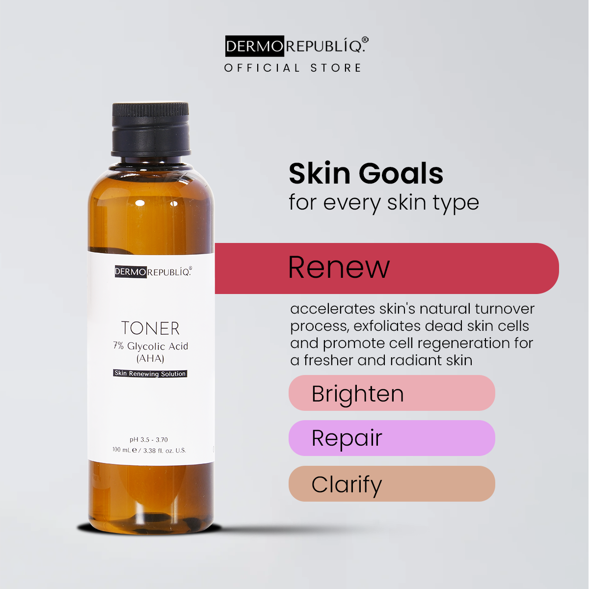 Dermorepubliq 7% Glycolic Acid (AHA) Skin Renewing Toner