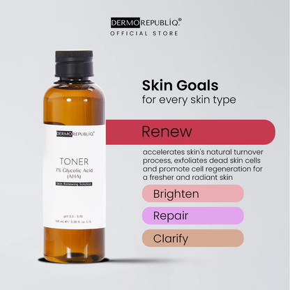 Dermorepubliq 7% Glycolic Acid (AHA) Skin Renewing Toner