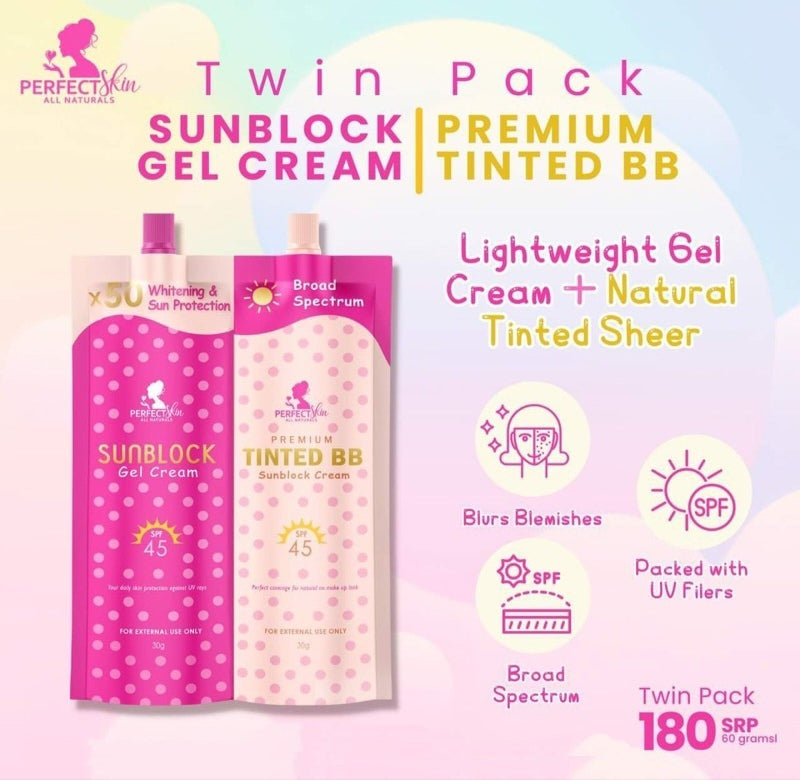 Perfect Skin Twin Pack (Sunblock Gel Cream & Premium Tinted BB Cream) 30g
