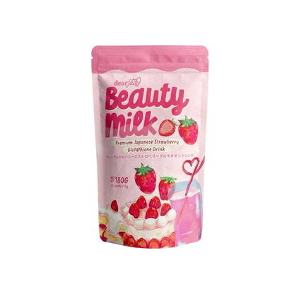 Dear Face Beauty Milk Premium Japanese Strawberry Drink (10 x 18g Sachets)