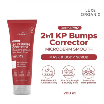 Luxe Organix DermaPRO 2-in-1 KP Bumps Corrector Microderm Smooth Mask & Body Scrub 200ML