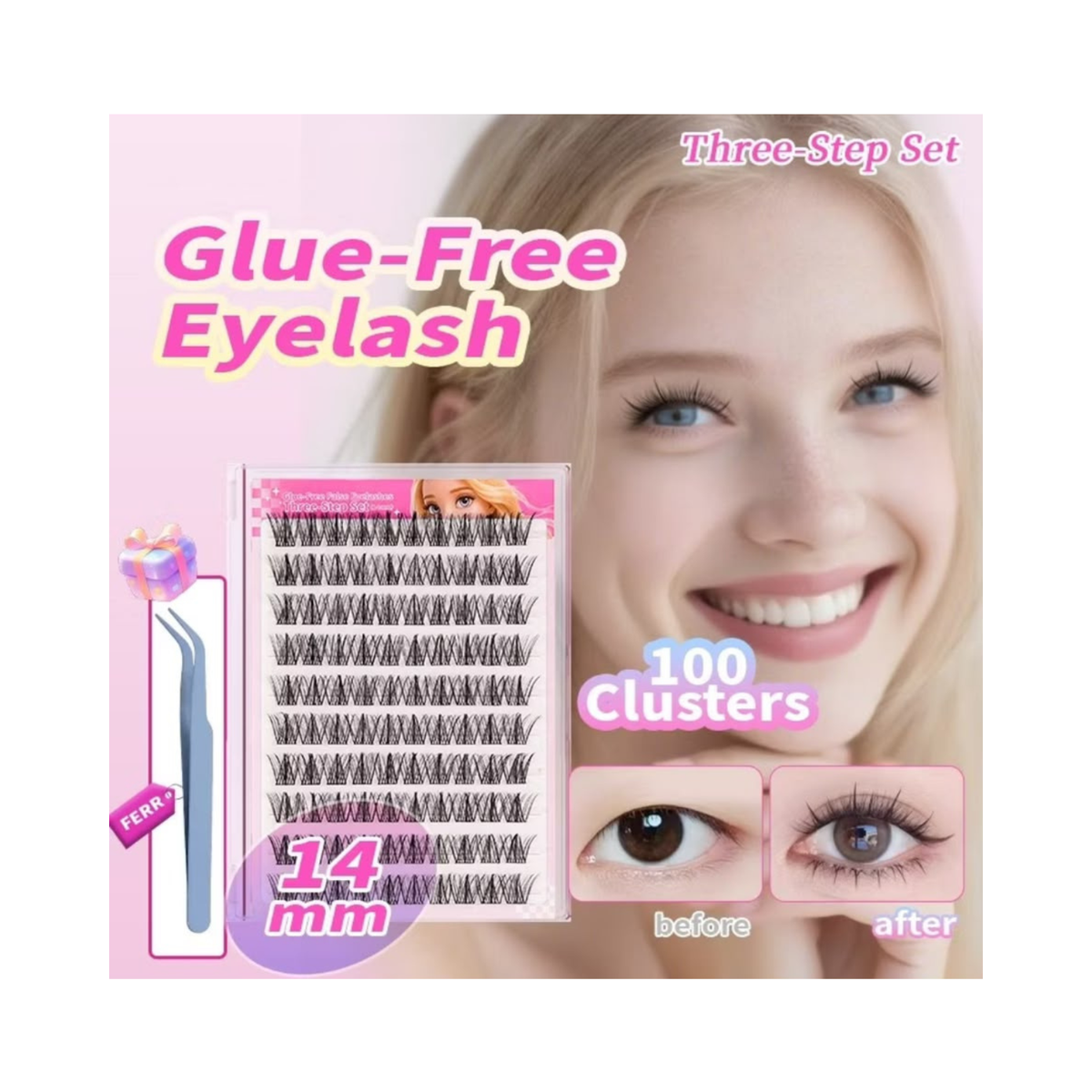 BQI 100-120 Cluster Fale Eyelashes Self Adhesive Softer Lashes