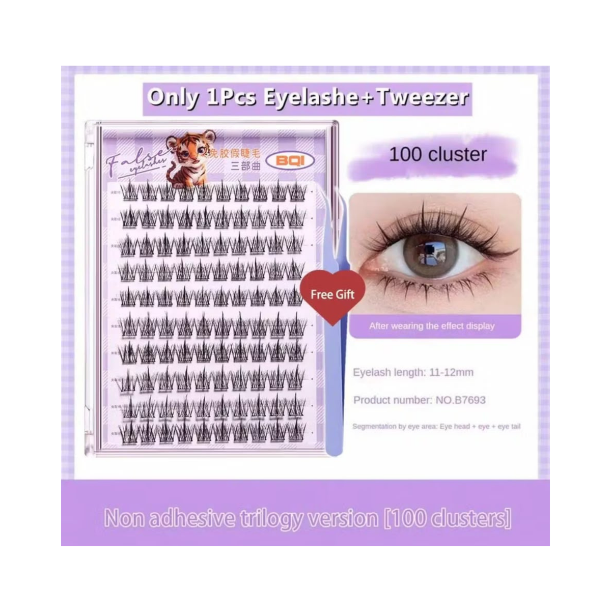BQI 100-120 Cluster Fale Eyelashes Self Adhesive Softer Lashes