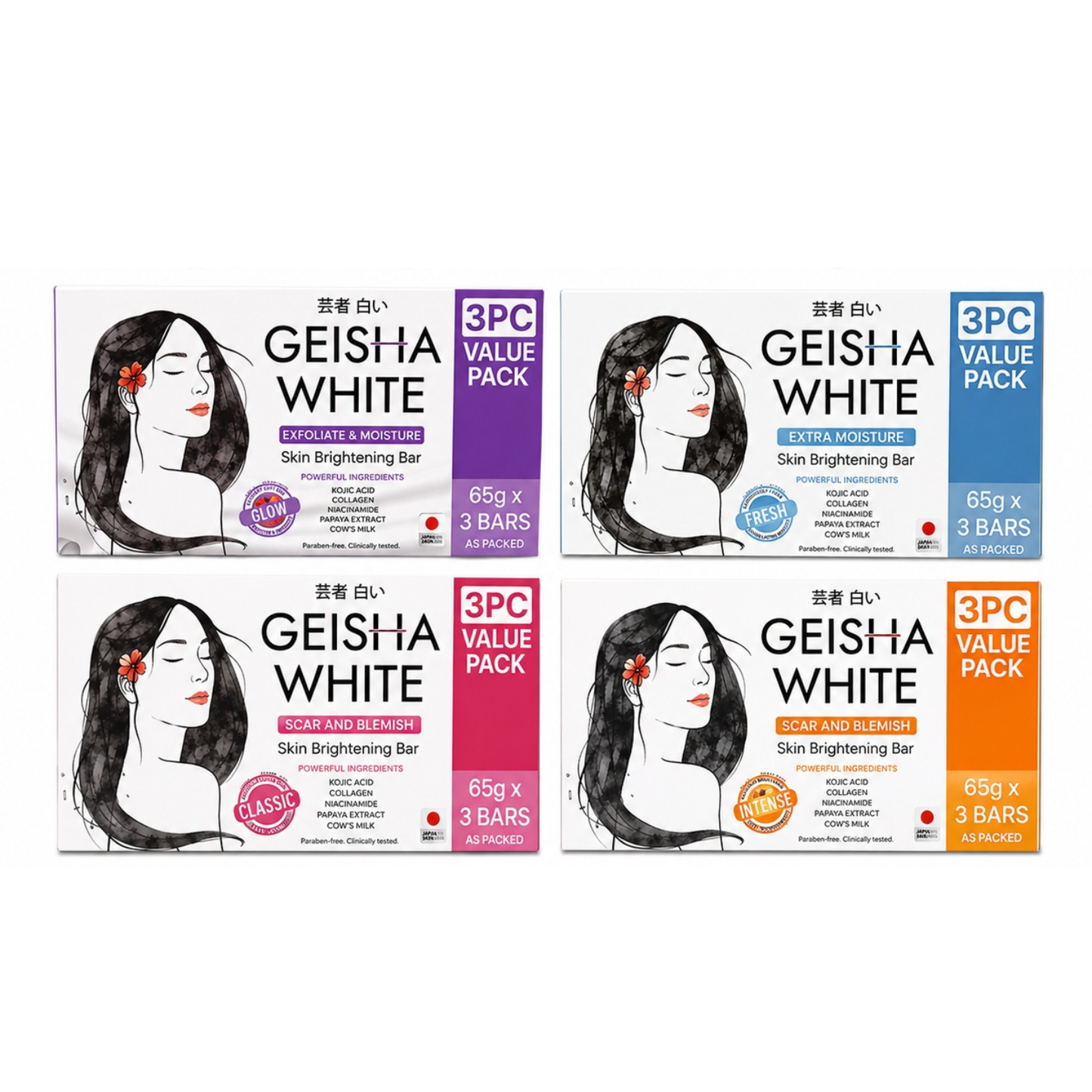Geisha White Soap 65g x 3
