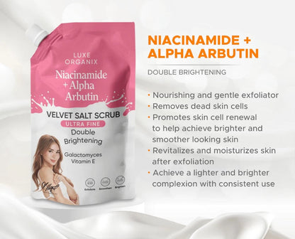 Luxe Organix Niacinamide + Alpha Arbutin Spa Salt Scrub 300g