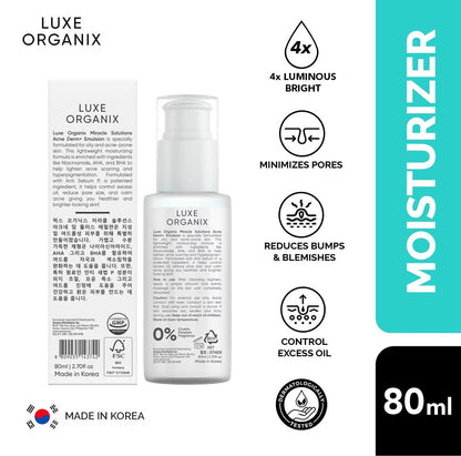 Luxe Organix Miracle Solutions AHA/BHA Acne Derm+ Emulsion 80ml