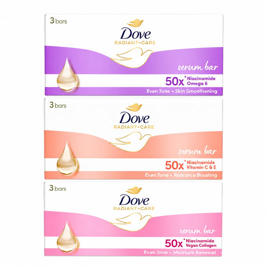 Dove Radiant + Care Serum Bar 3's x 90g