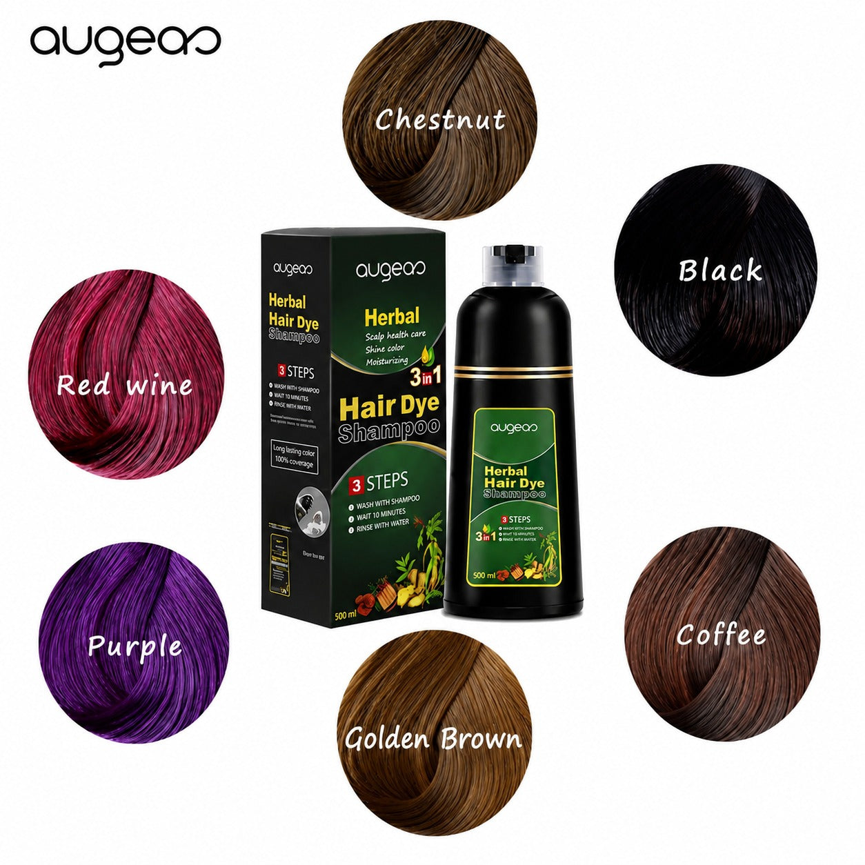 Augeas Hair Dye Shampoo 500ml