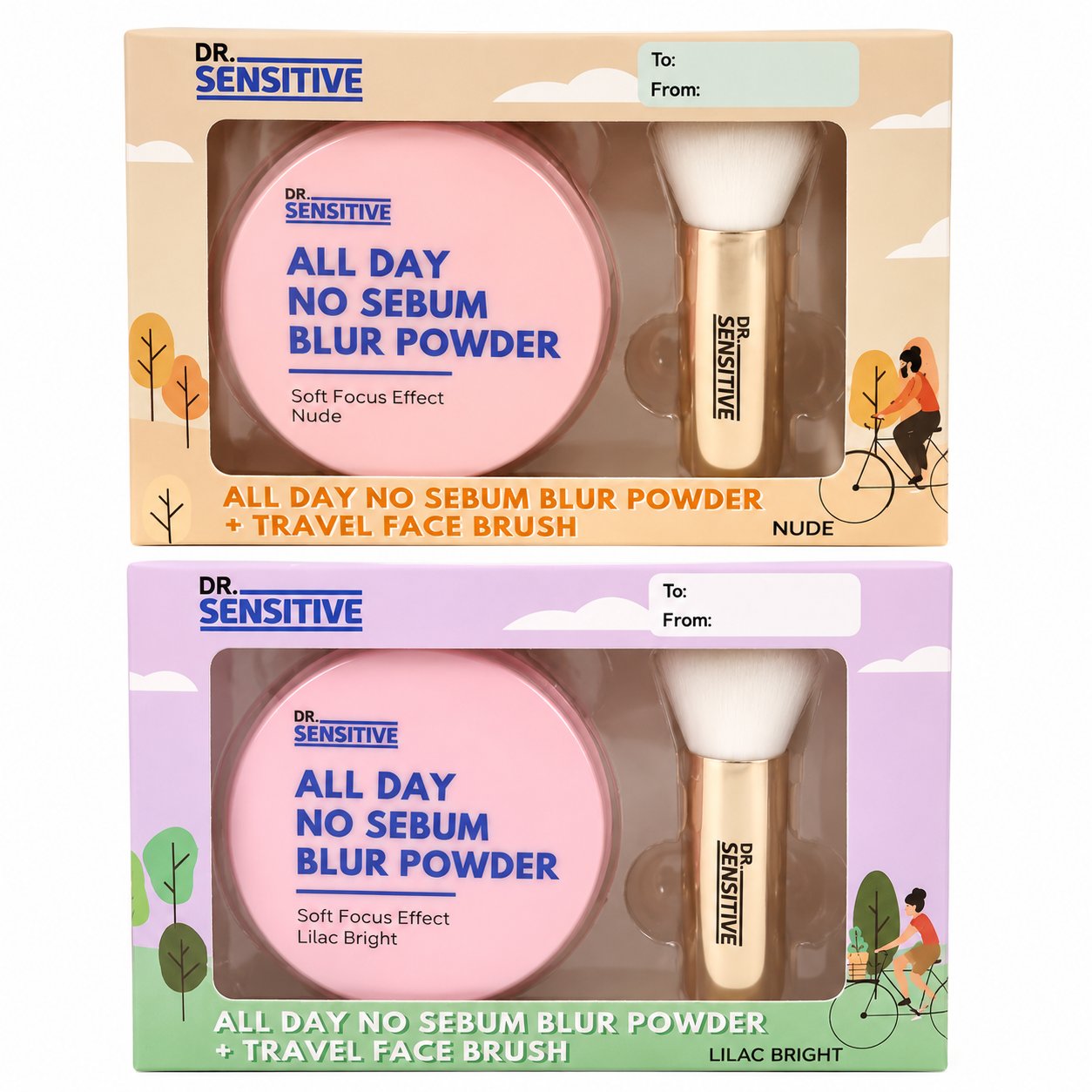DR SENSITIVE All Day No Sebum Blur Powder and Brush Gift Set