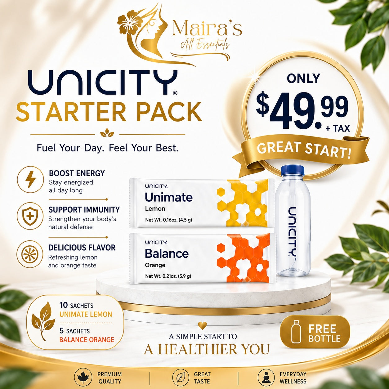 Unicity Unimate LEMON and Unicity Balance Natural Orange Flavor + FREE BOTTLE