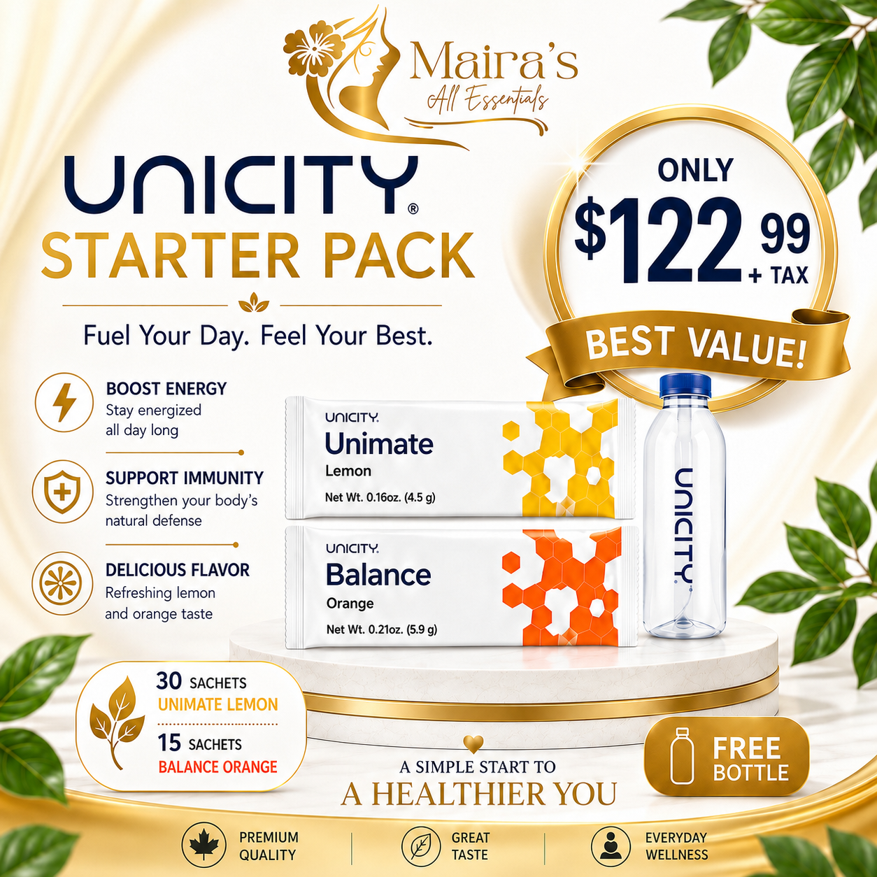 Unicity Unimate LEMON and Unicity Balance Natural Orange Flavor + FREE BOTTLE