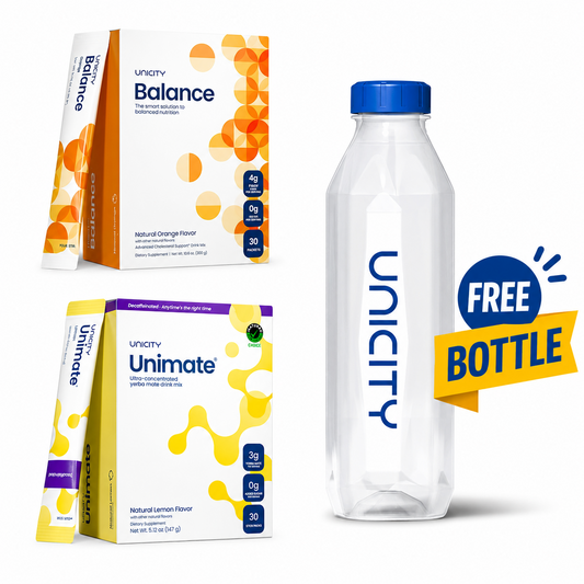 Unicity Unimate LEMON and Unicity Balance Natural Orange Flavor + FREE BOTTLE