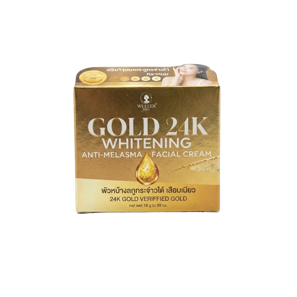Gold 24K Whitening Anti-Melasma Facial Cream packaging on a white background
